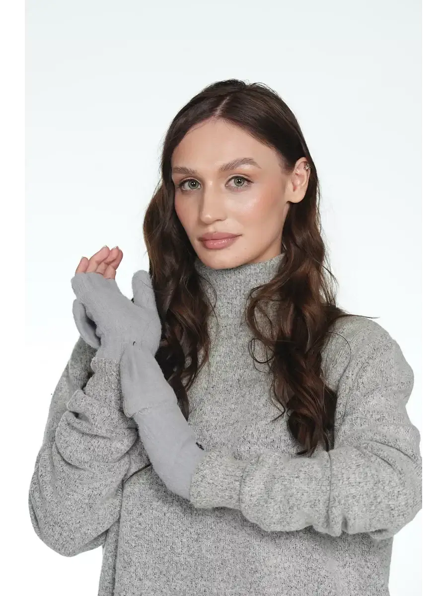 Gants Mitaines Laine Gris / Taille Universelle