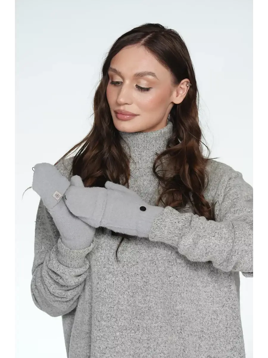 Gants Mitaines Laine Gris / Taille Universelle