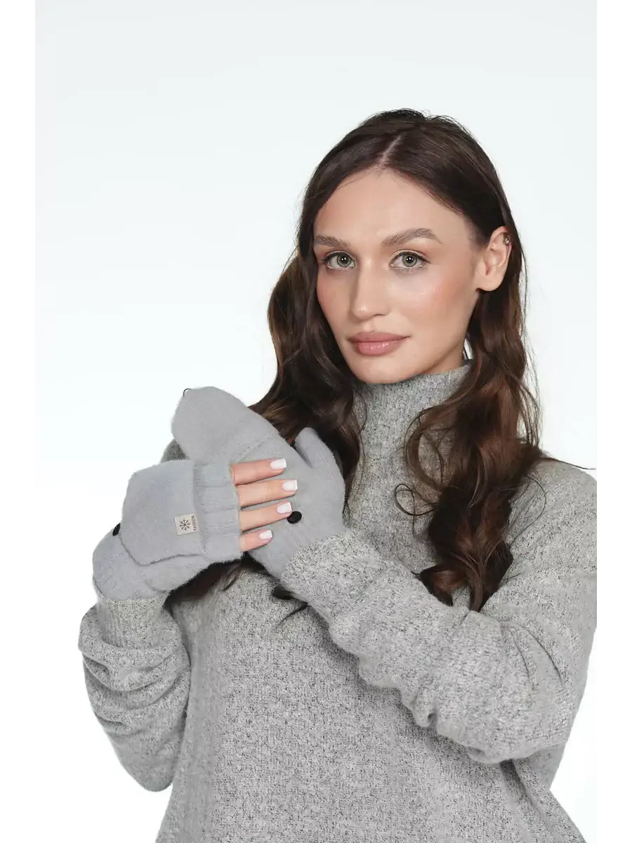 Gants Mitaines Laine Gris / Taille Universelle