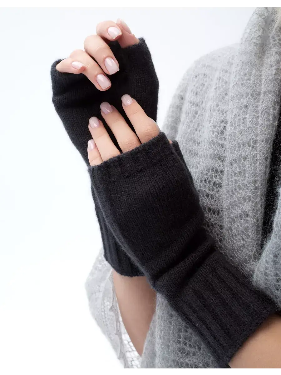 Mitaine Alpaga Noir / Taille Universelle