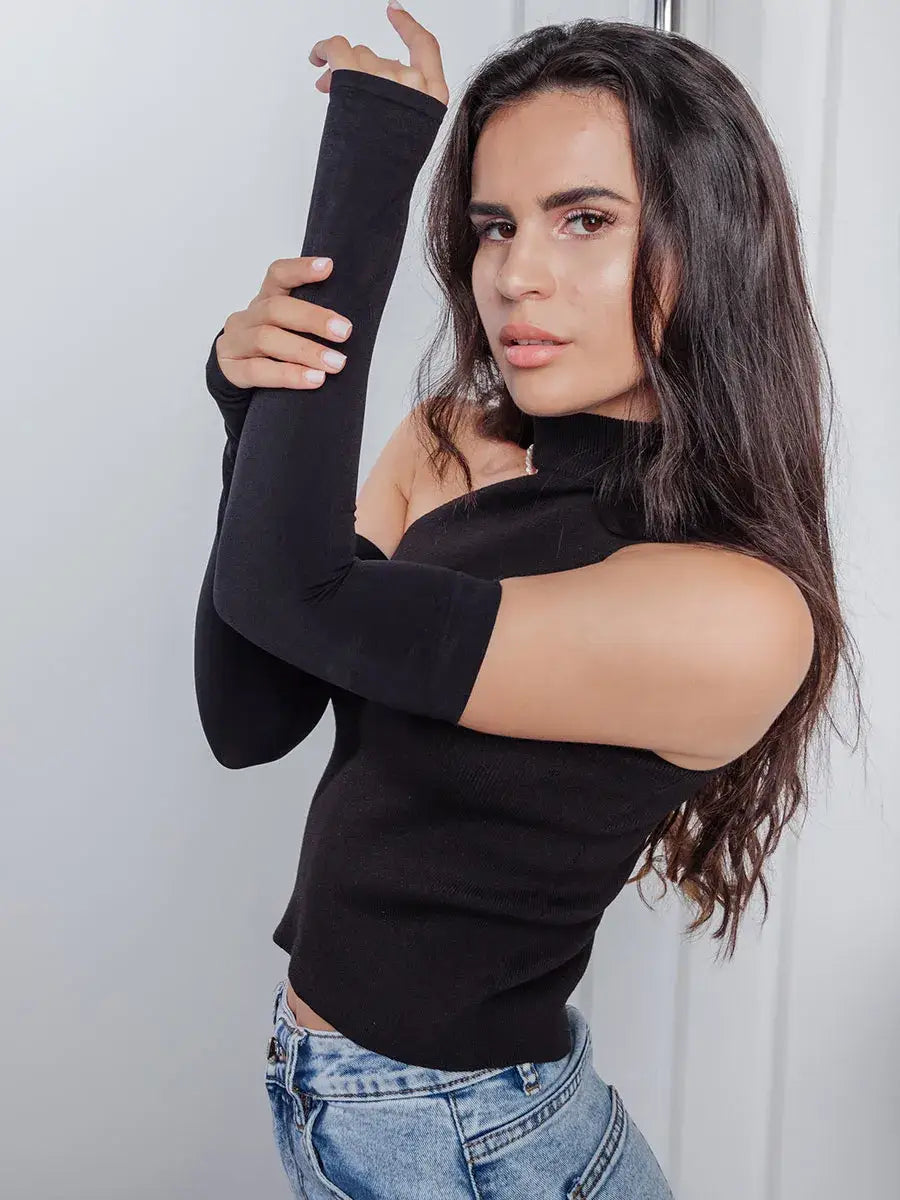 Mitaine Anti Uv Femme Noir / Taille Universelle