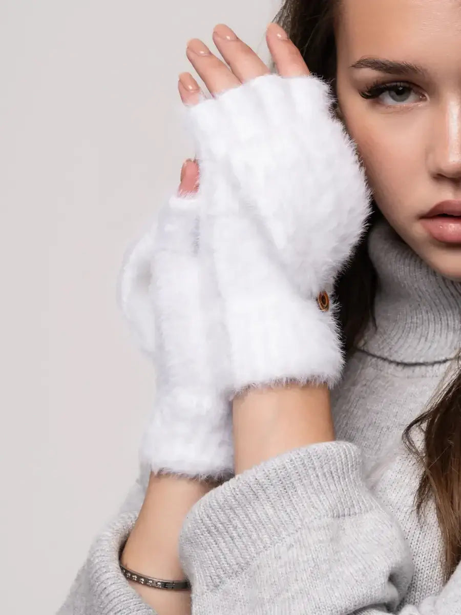 Mitaine Avec Capuchon Blanc / Taille Universelle
