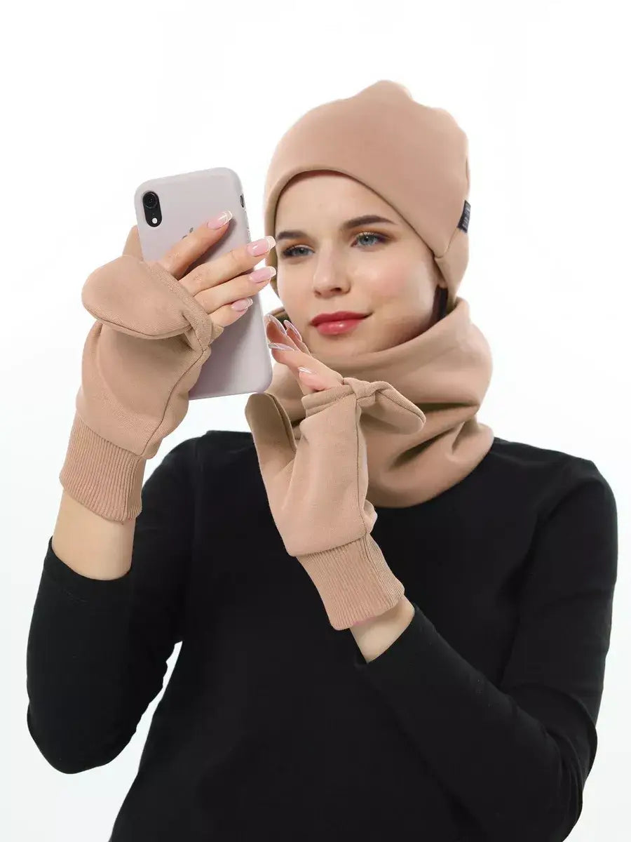 Mitaine Avec Capuchon Femme Brun / Taille Universelle