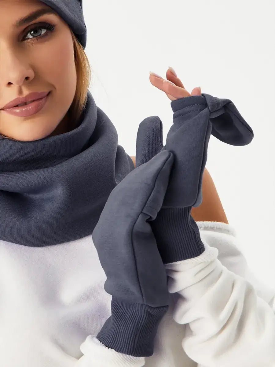 Mitaine Avec Capuchon Femme Gris souris / Taille Universelle