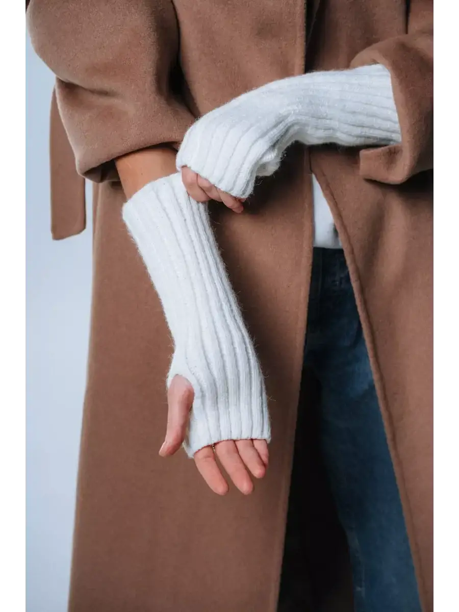 Mitaine Blanche En Laine Blanc / Taille Universelle