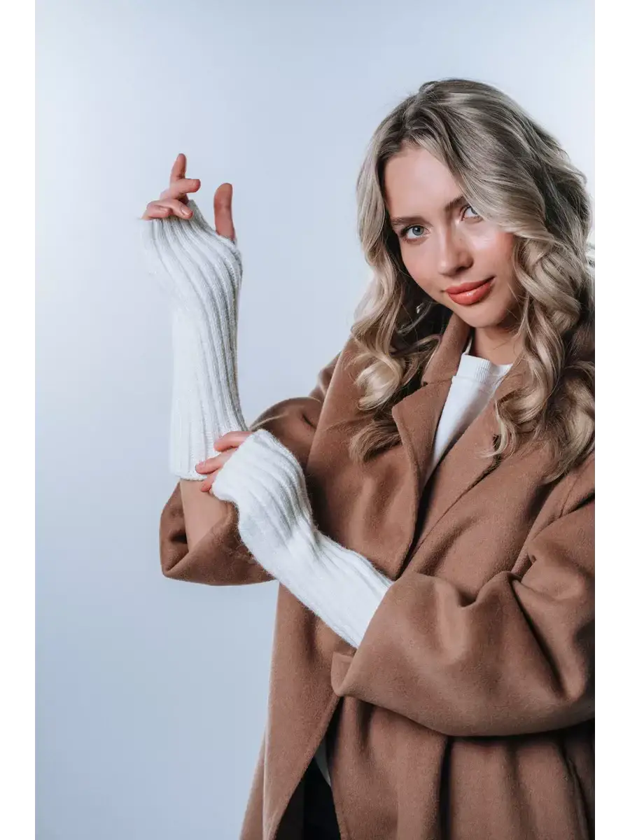 Mitaine Blanche En Laine Blanc / Taille Universelle