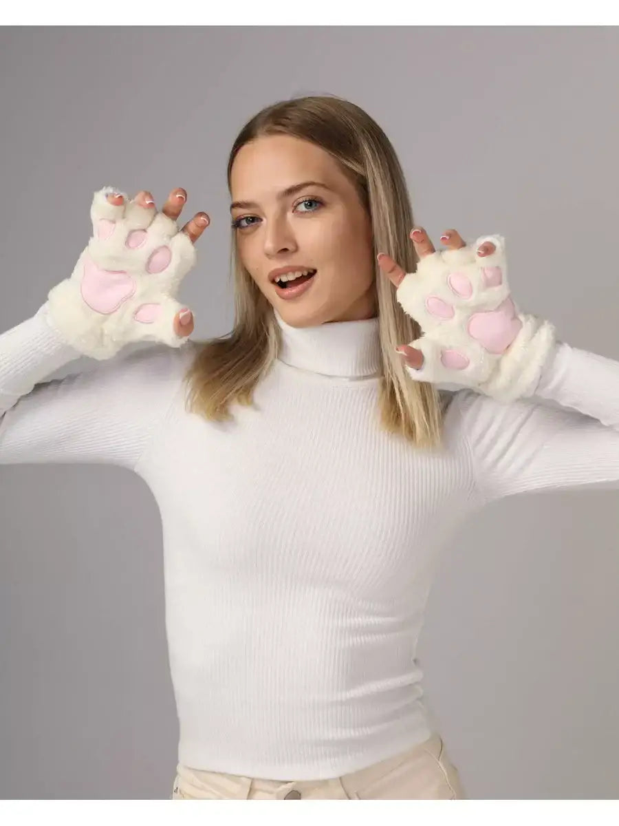 Mitaine Chat Blanc / Taille Universelle