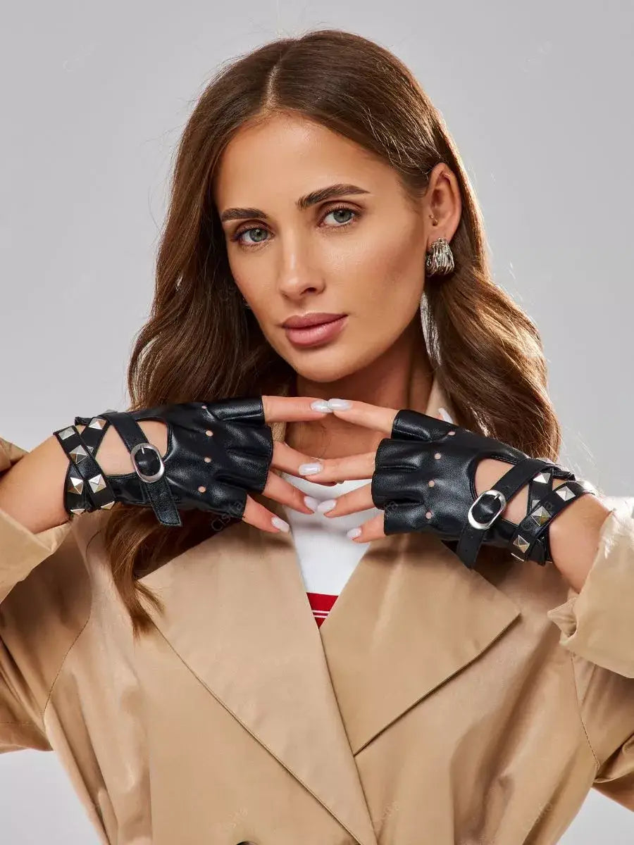 Mitaine Cuir Femme Luxe Noir
