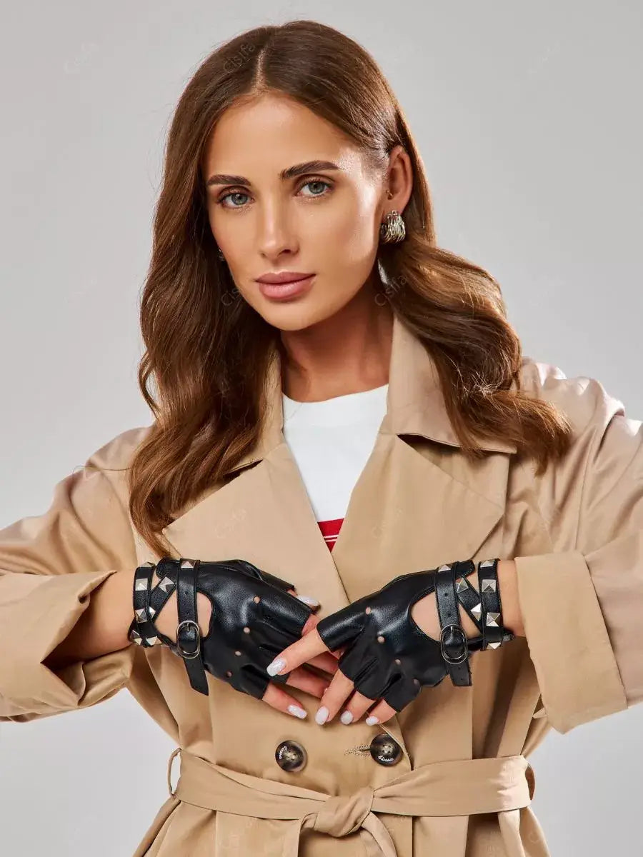 Mitaine Cuir Femme Luxe Noir