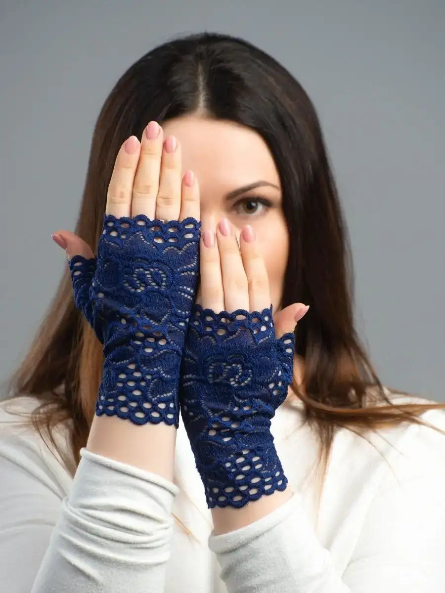 Mitaine Dentelle Bleu / Taille Universelle