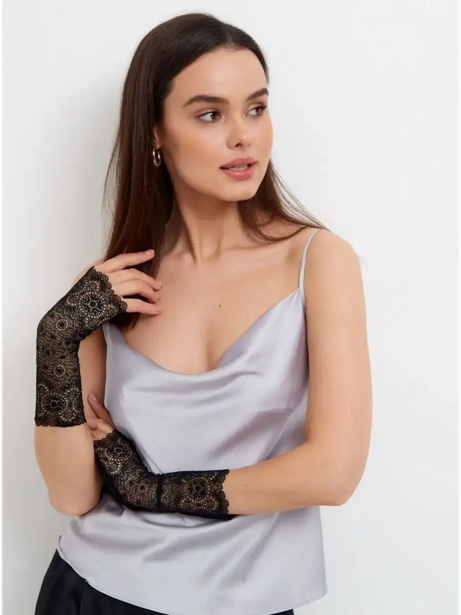 Mitaine Dentelle Noire Noir / Taille Universelle