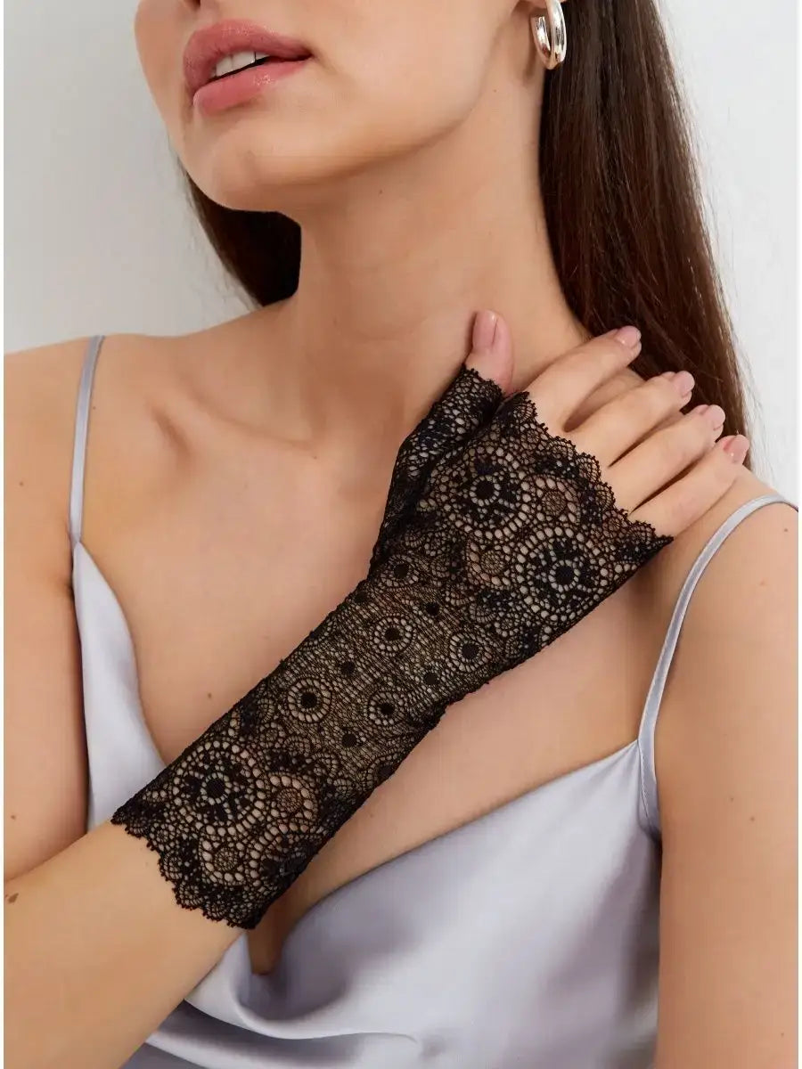 Mitaine Dentelle Noire Noir / Taille Universelle