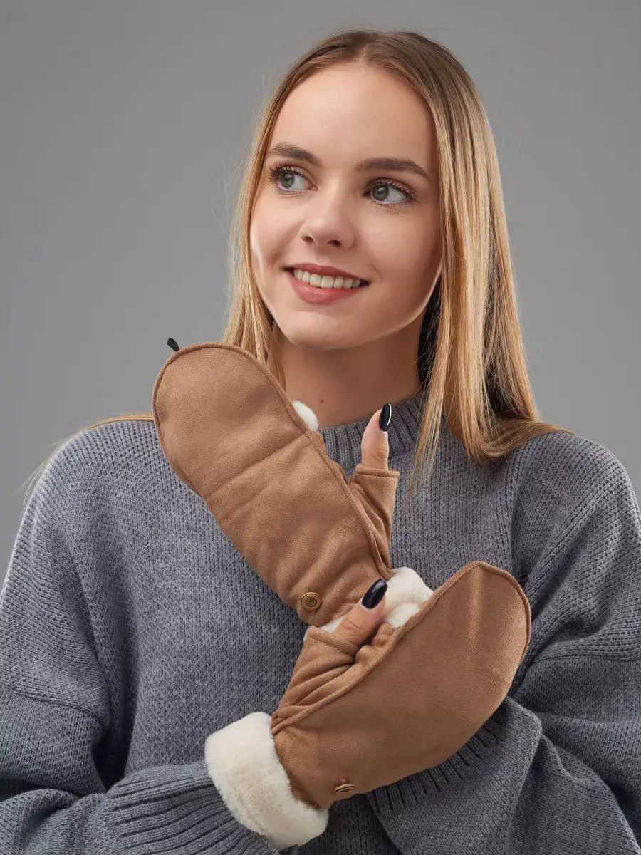 Mitaine Doublée Polaire Brun / Taille Universelle