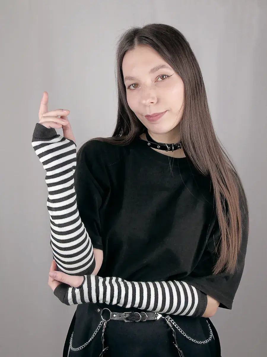 Mitaine Emo Noir blanc / Taille Universelle