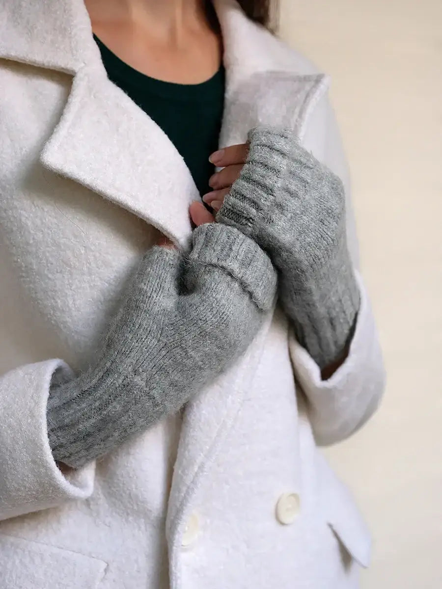 Mitaine En Soie Gris / Taille Universelle