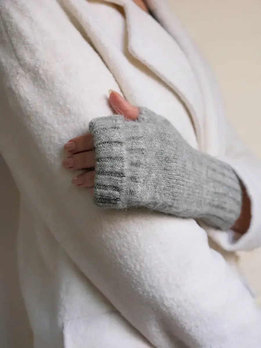 Mitaine En Soie Gris / Taille Universelle