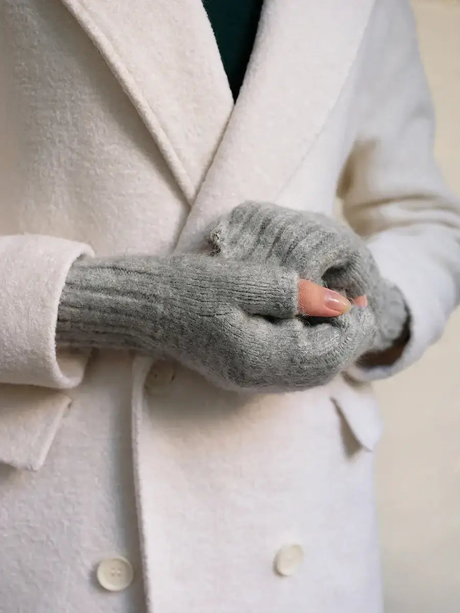 Mitaine En Soie Gris / Taille Universelle