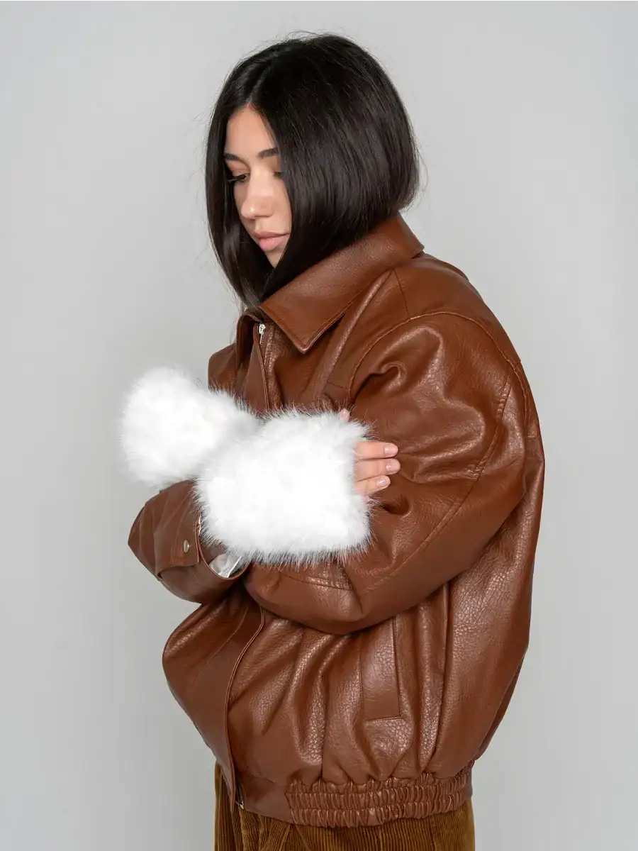 Mitaine Fausse Fourrure Blanc / Taille Universelle