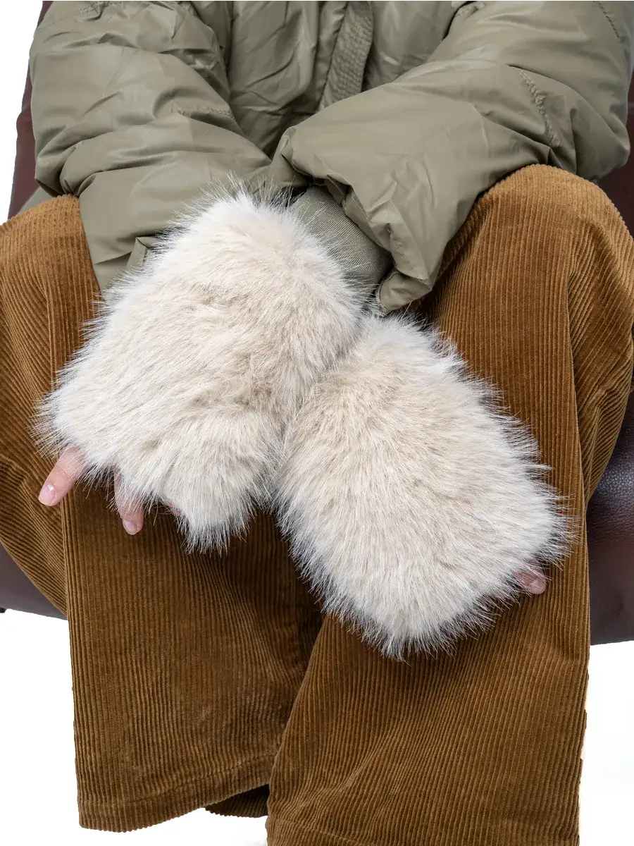Mitaine Fausse Fourrure Brun / Taille Universelle