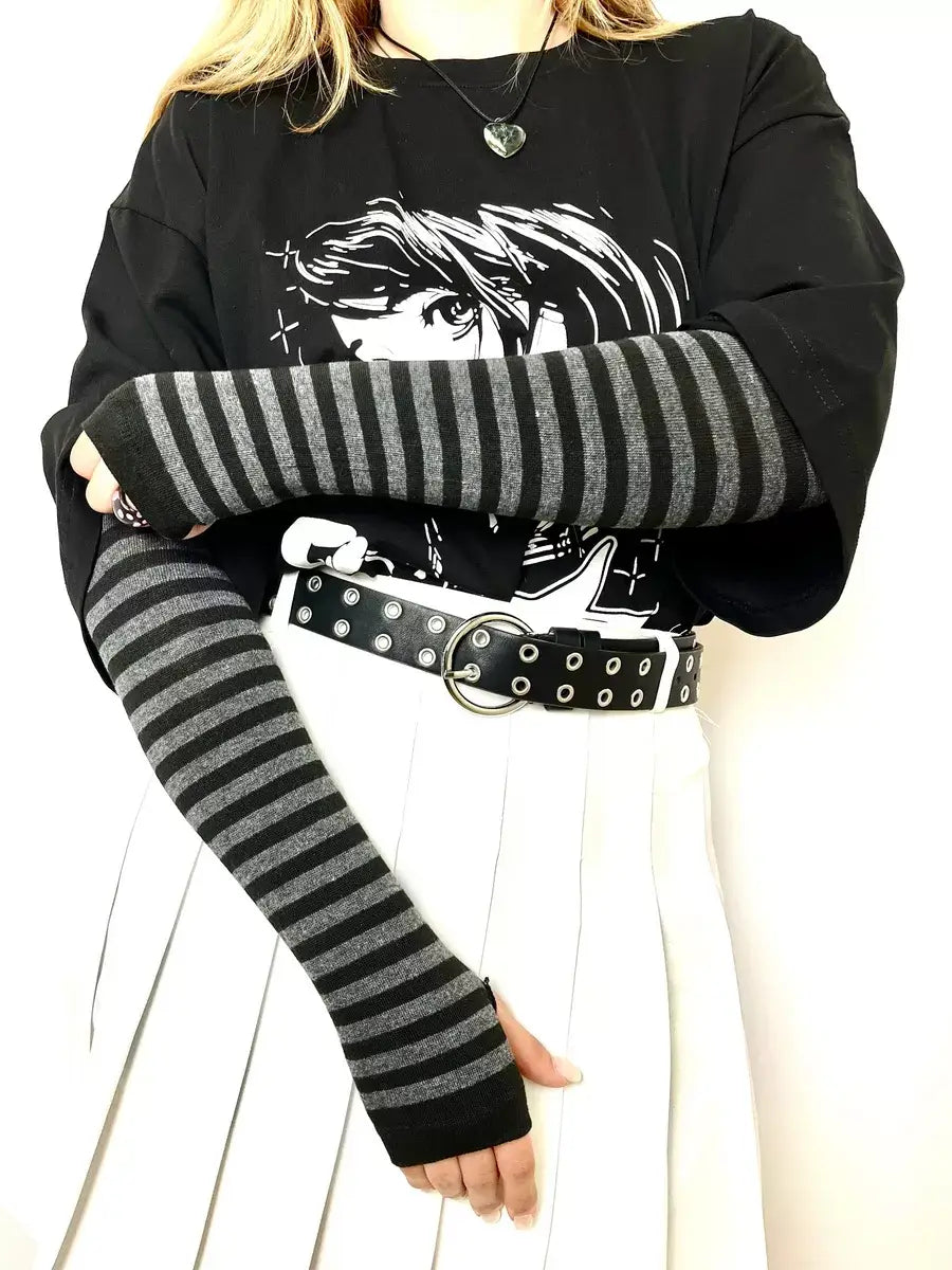 Mitaine Japonaise Gris et noir / Taille Universelle