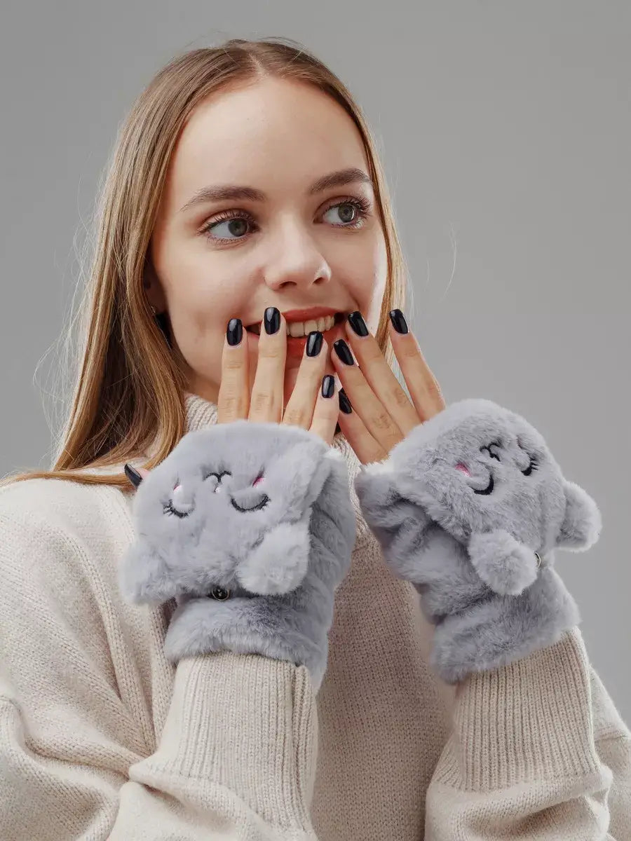 Mitaine Kawaii Gris / Taille Universelle