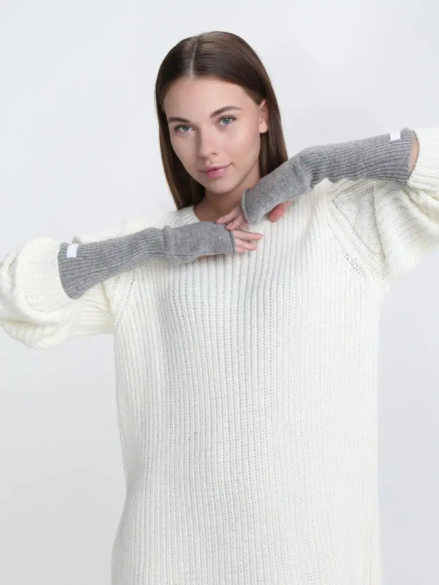 Mitaine Laine Angora Gris