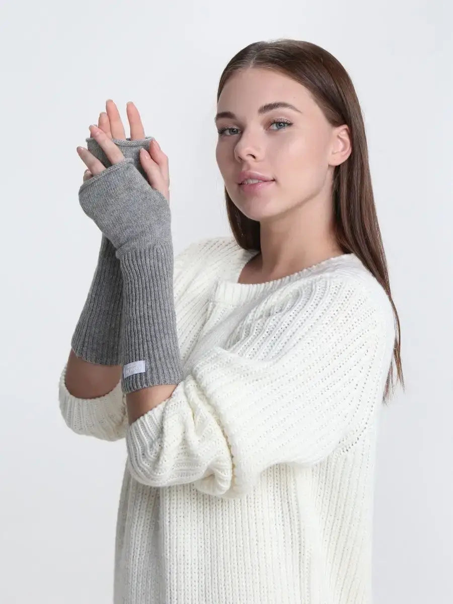 Mitaine Laine Angora Gris