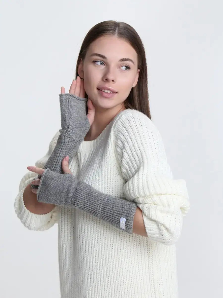 Mitaine Laine Angora Gris
