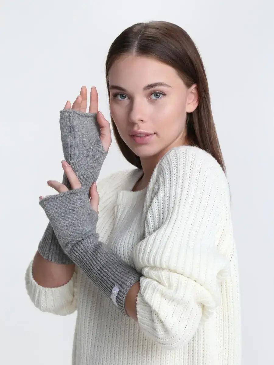 Mitaine Laine Angora Gris