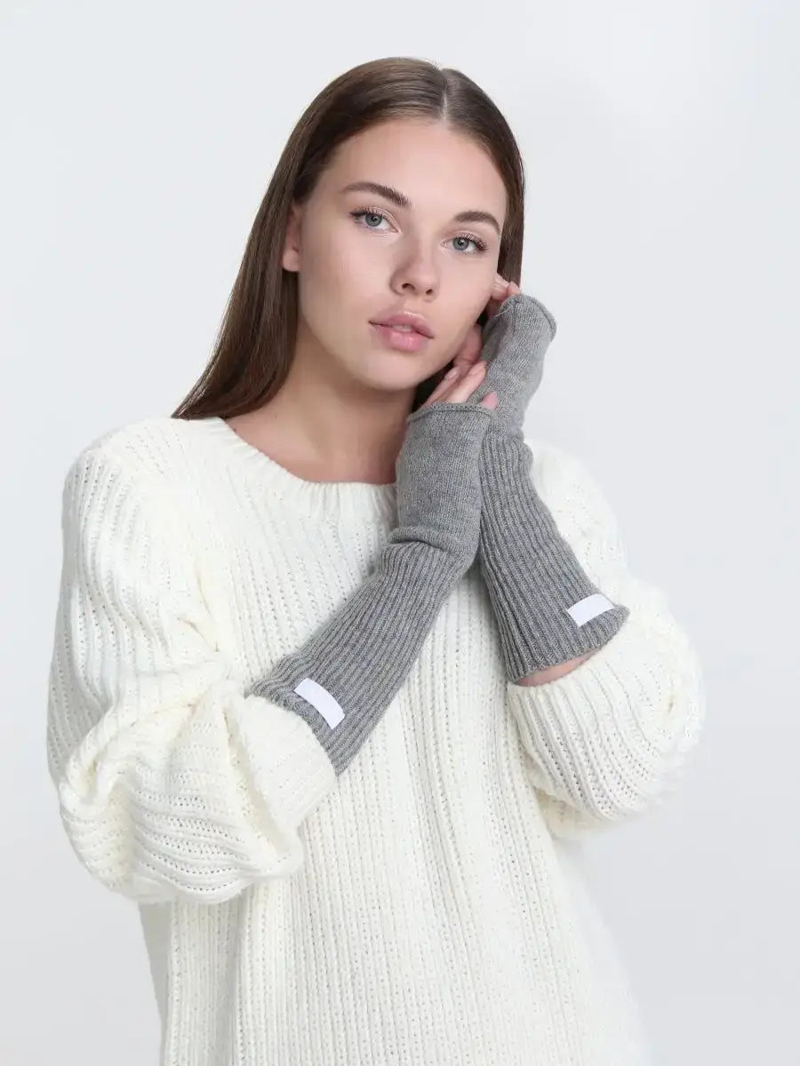 Mitaine Laine Angora Gris