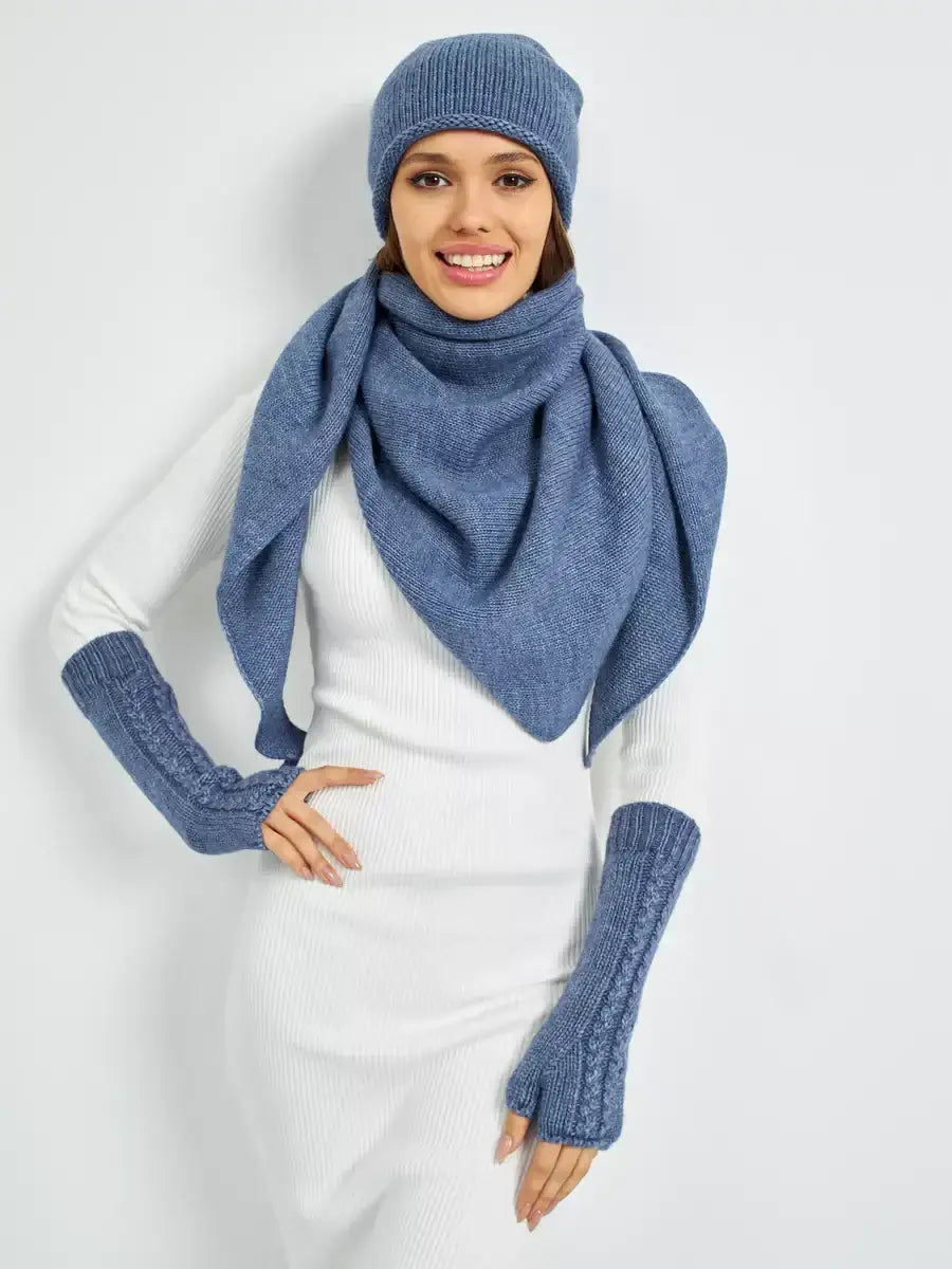 Mitaine Laine Femme Bleu / Taille Universelle