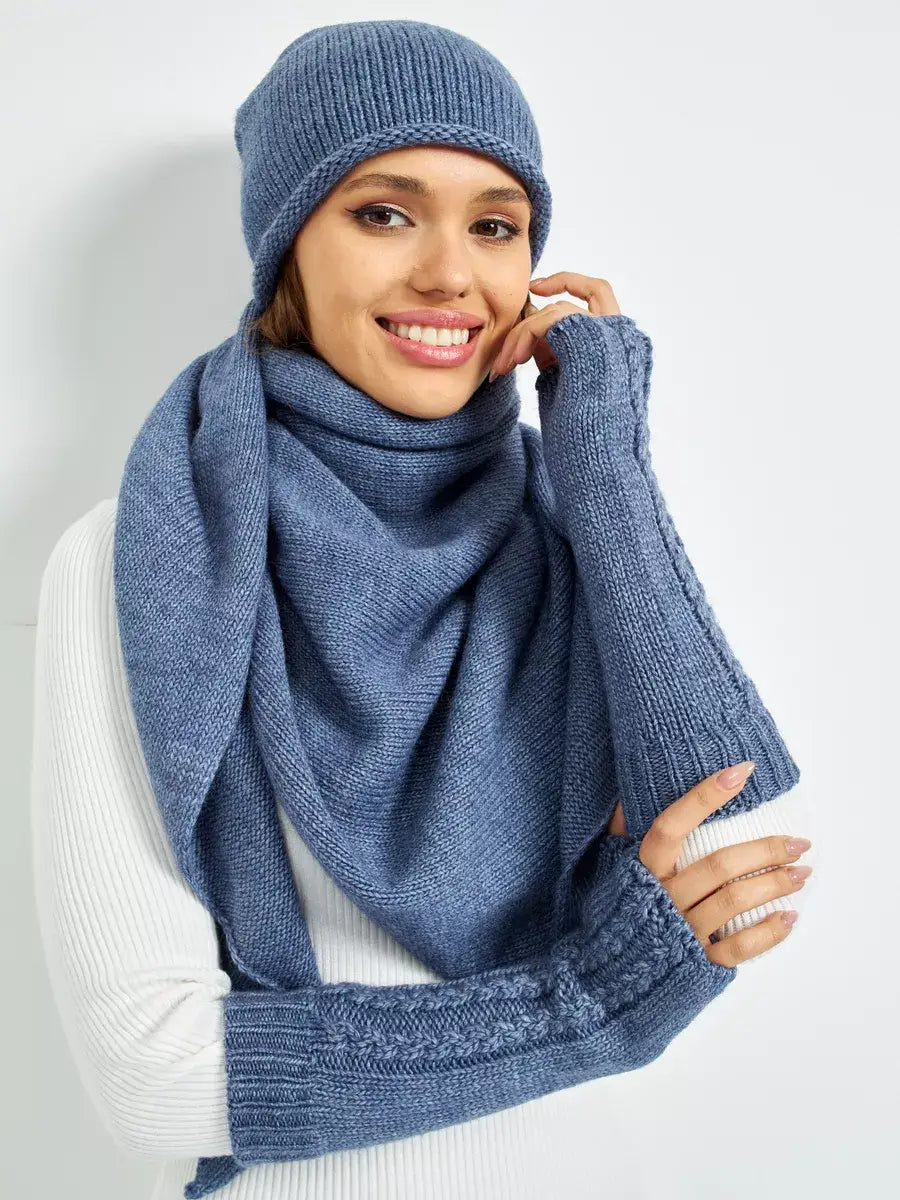 Mitaine Laine Femme Bleu / Taille Universelle