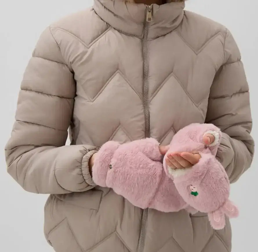 Mitaine Lapin Rose / Taille Universelle