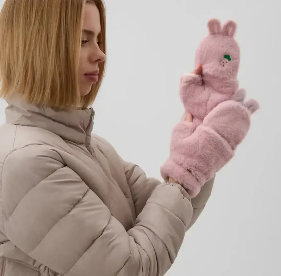 Mitaine Lapin Rose / Taille Universelle