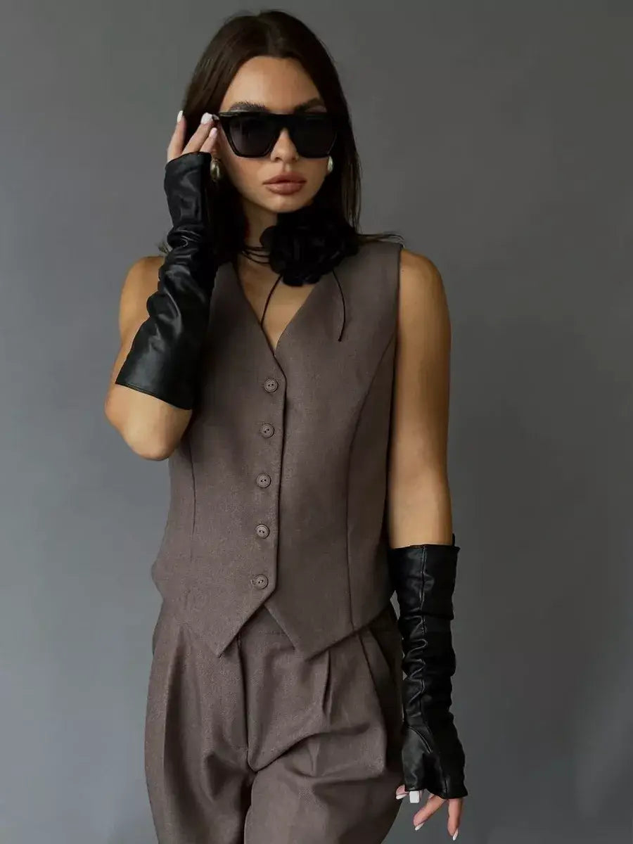 Mitaine Longue Cuir Noir / Taille Universelle