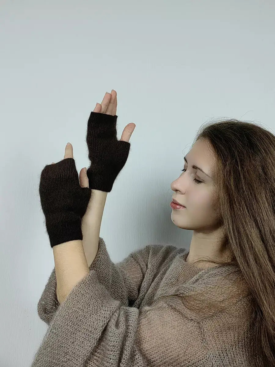 Mitaine Manchette Marron / Taille Universelle