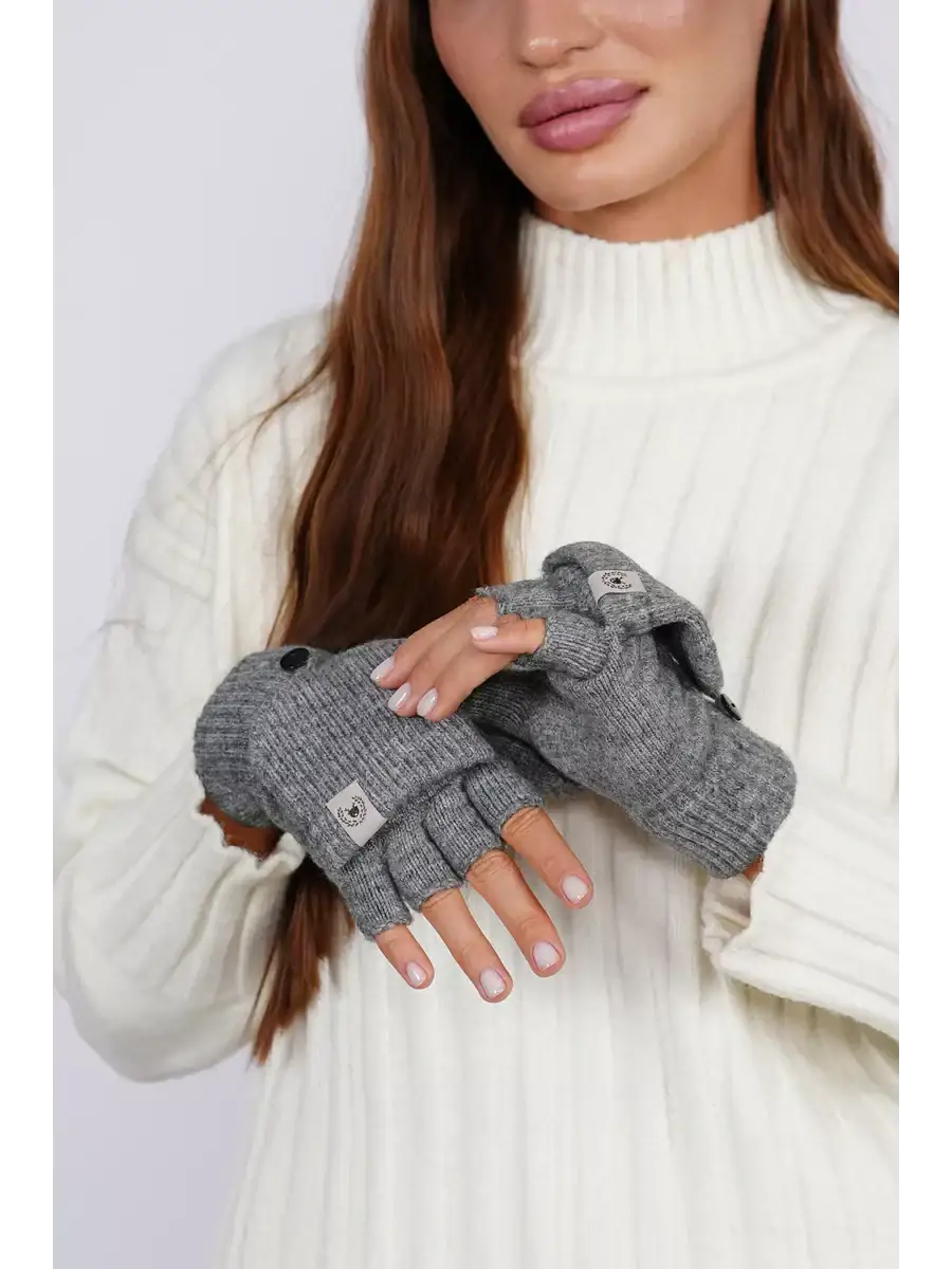 Mitaine Moufle Laine gris