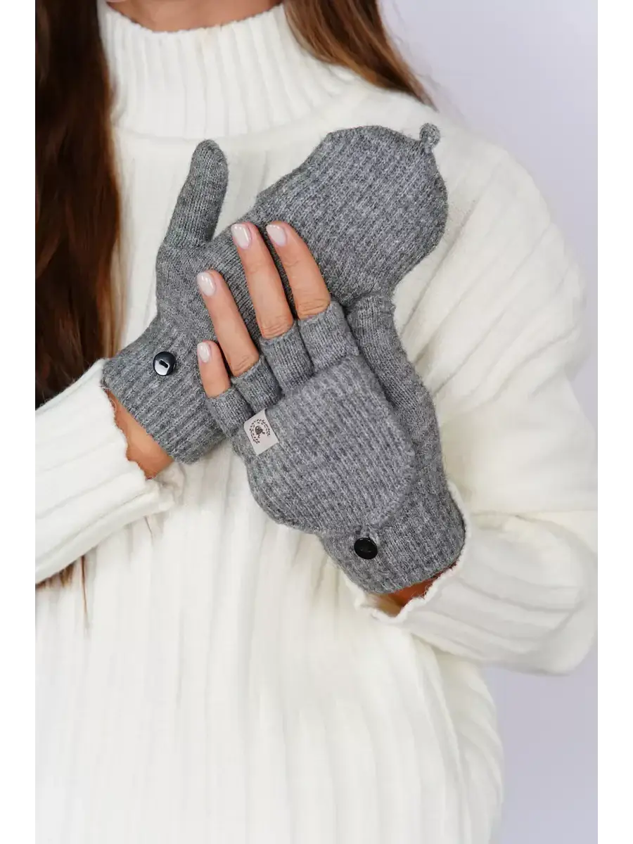 Mitaine Moufle Laine gris