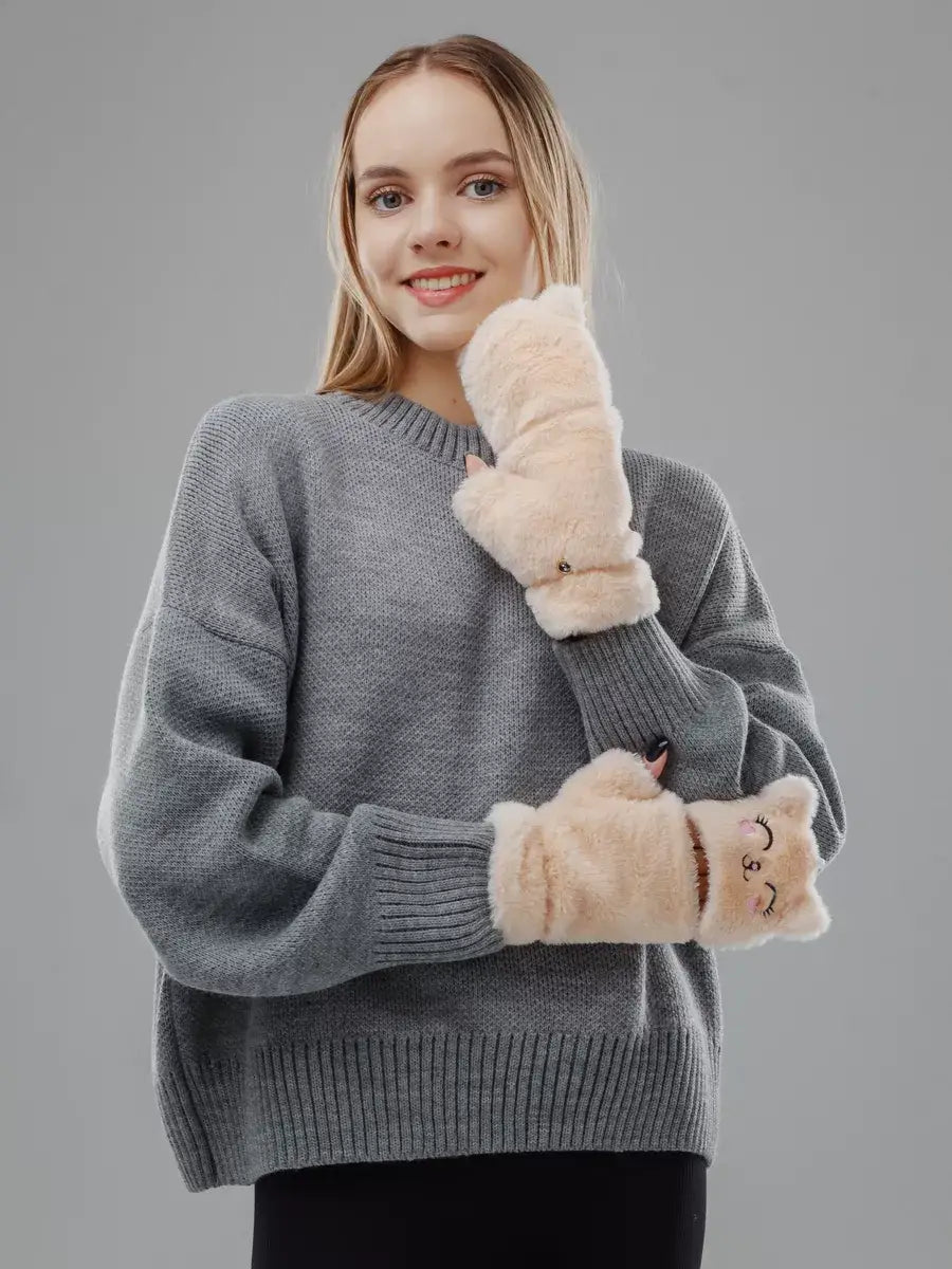 Mitaine Renard Beige / Taille Universelle