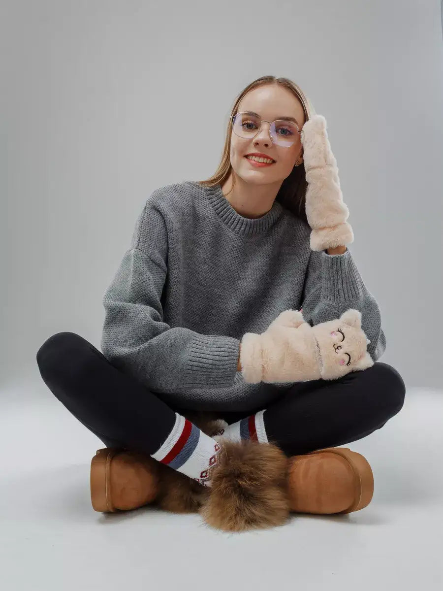 Mitaine Renard Beige / Taille Universelle