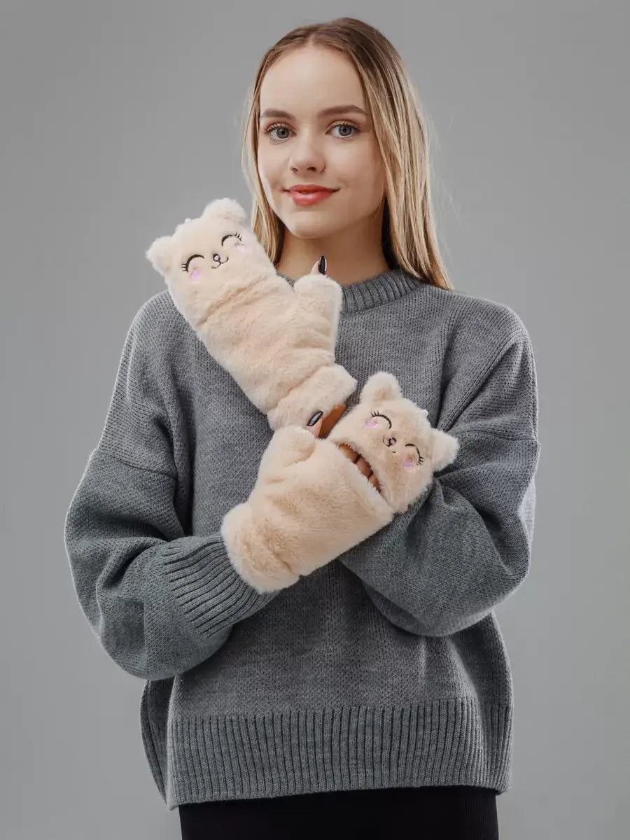Mitaine Renard Beige / Taille Universelle