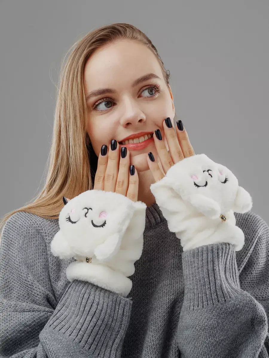 Mitaines Animaux Chat blanc / Taille Universelle