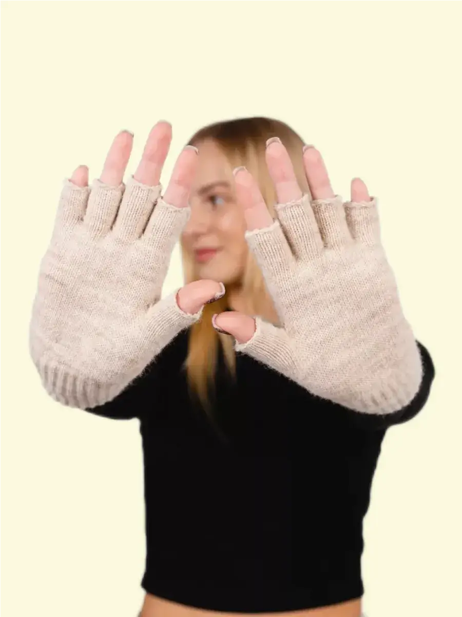 Mitaines Avec Doigts Beige / Taille universelle