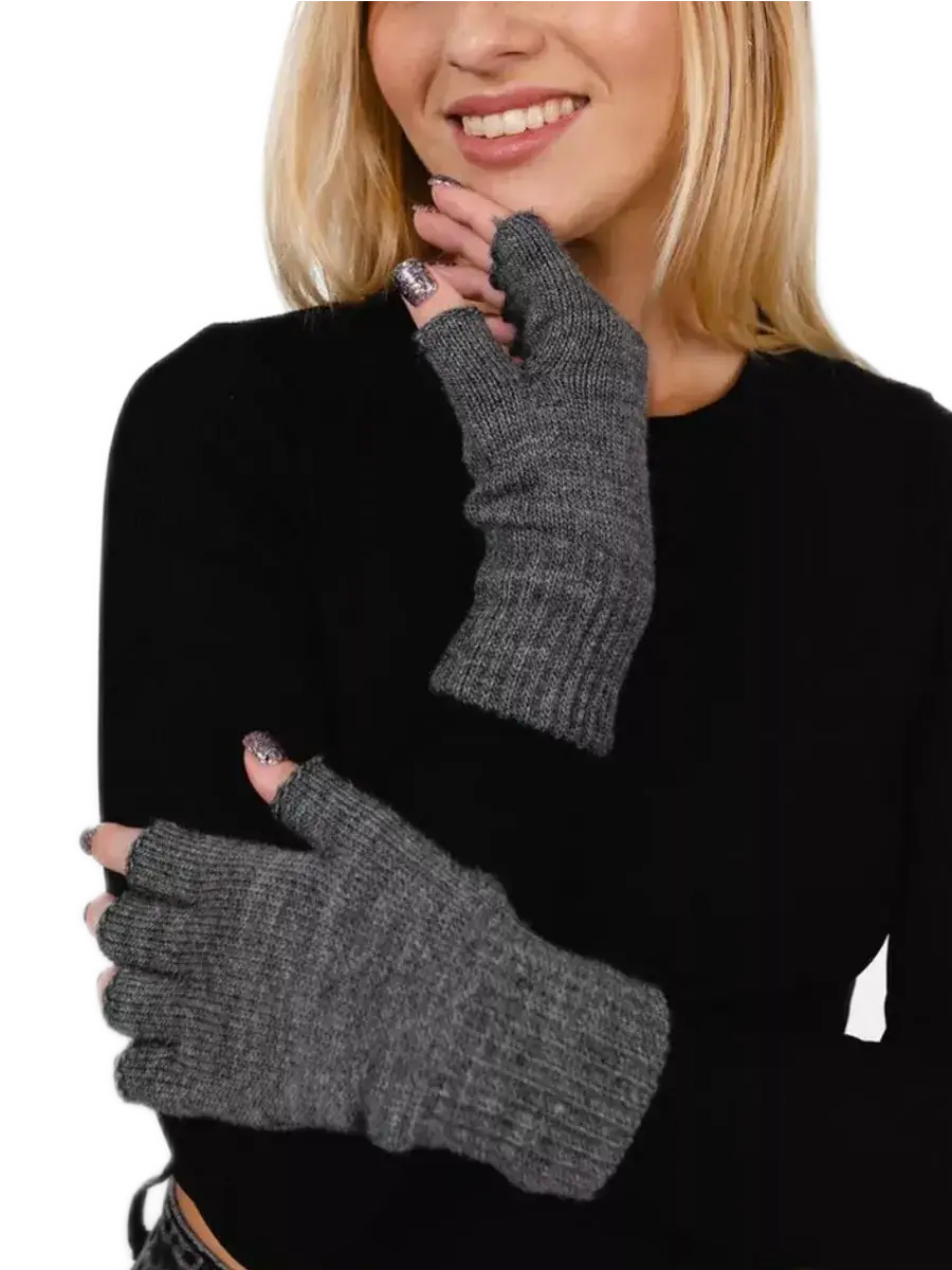 Mitaines Avec Doigts Gris foncé / Taille universelle