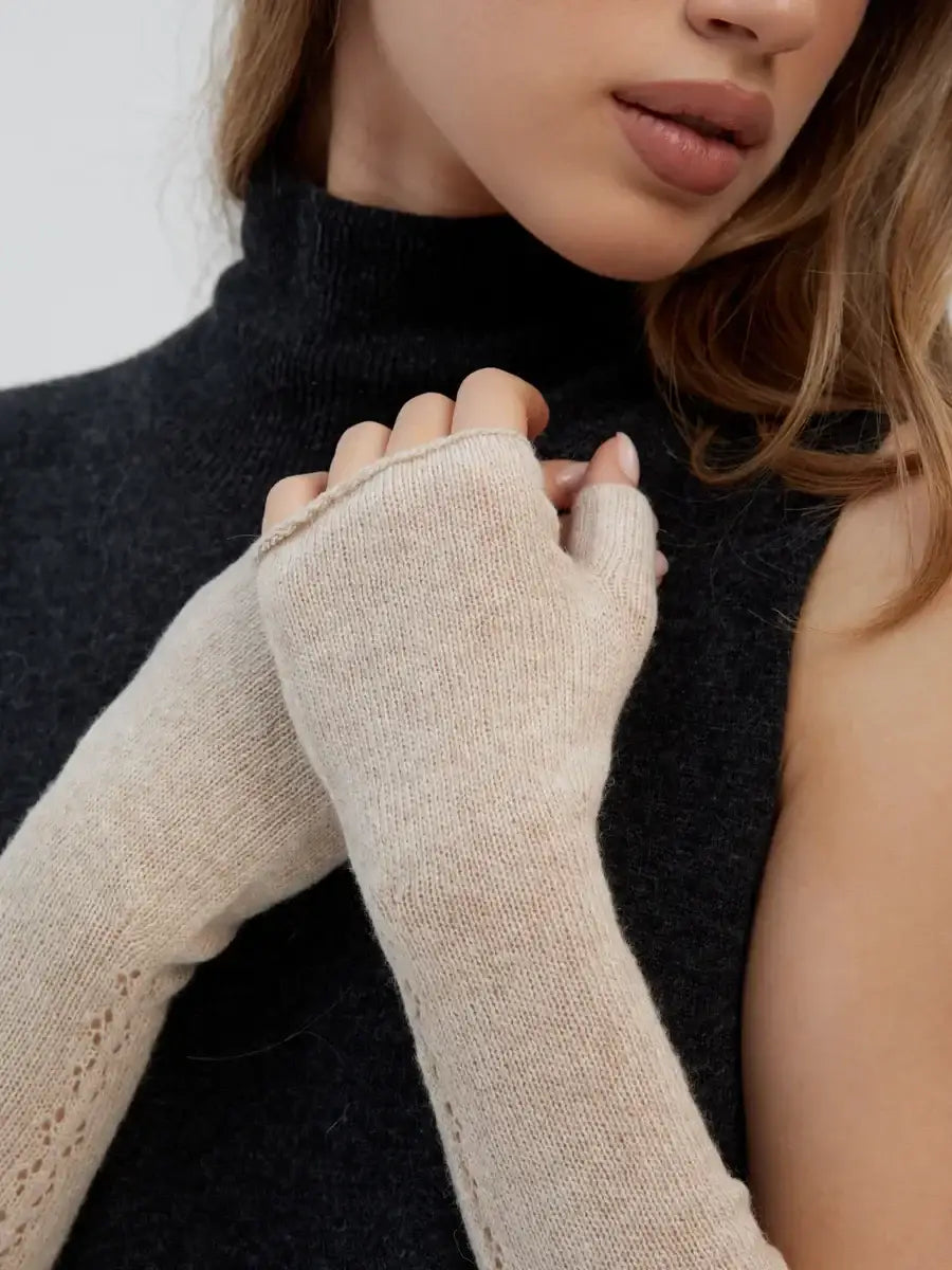 Mitaines Cachemire Beige beige / Taille universelle