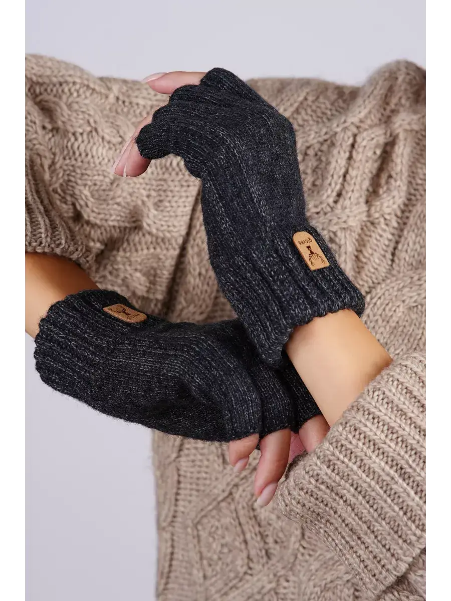 Mitaines Femme Avec Doigts Gris foncé