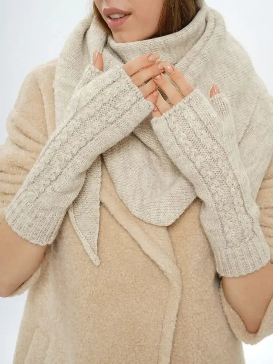 Mitaines Femme Sans Doigts Beige / Taille Universelle