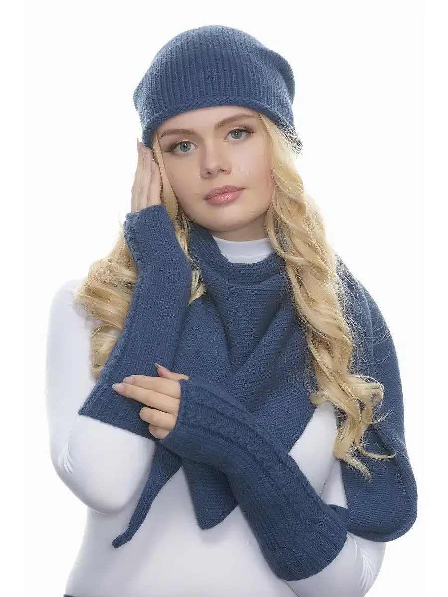 Mitaines Femme Sans Doigts Bleu / Taille Universelle