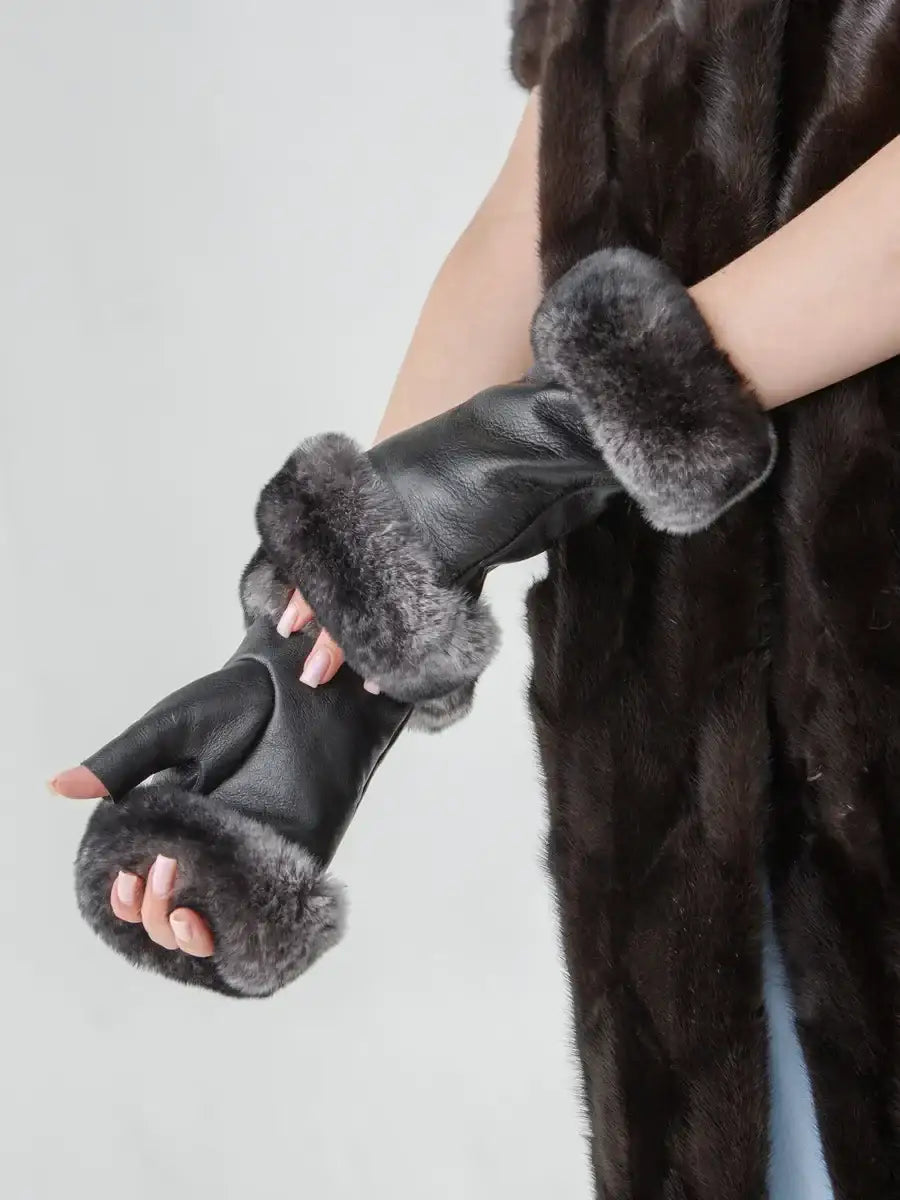 Mitaines Fourrées Noir / Taille Universelle