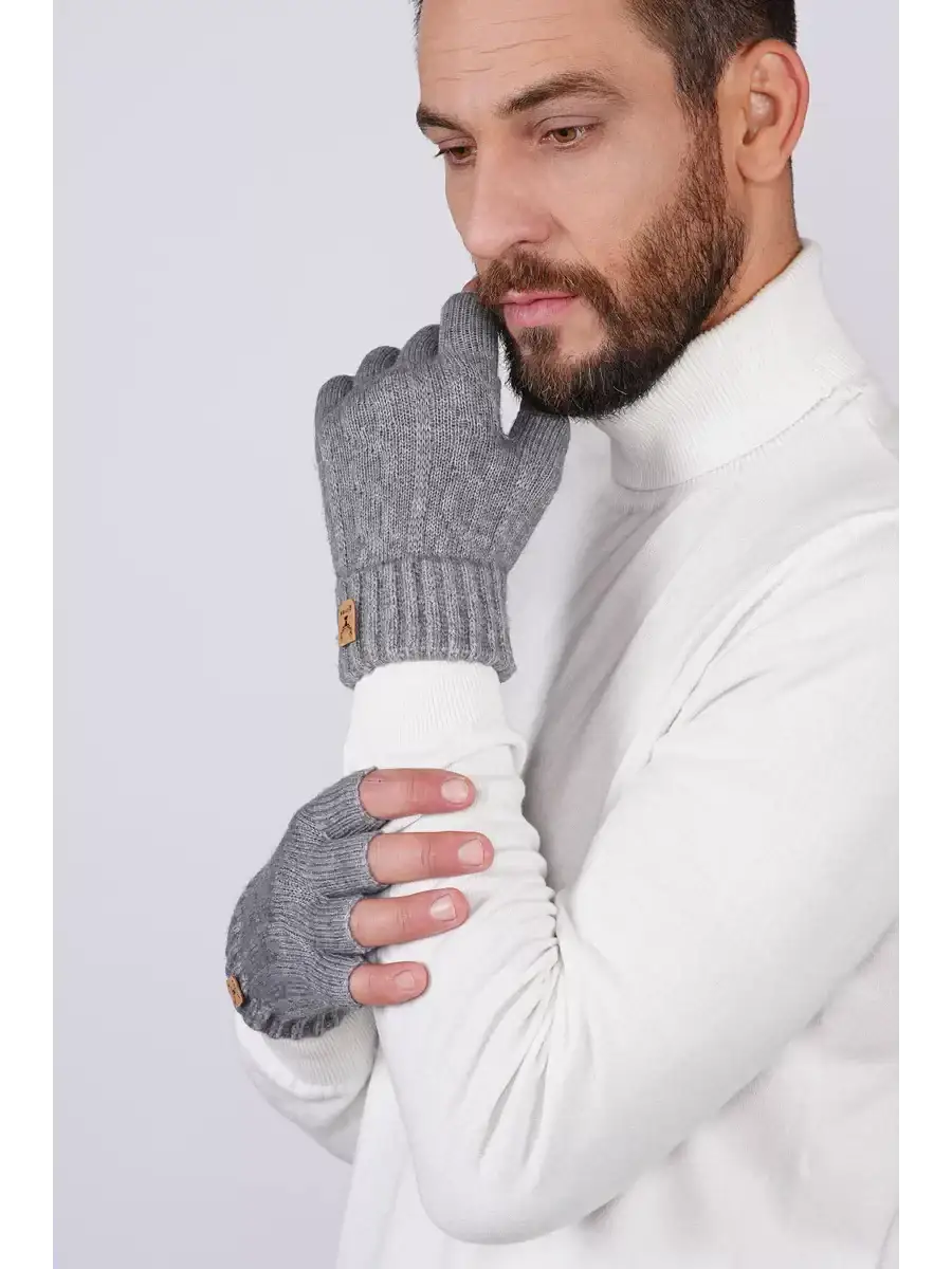 Mitaines Homme Laine Gris / Taille universelle